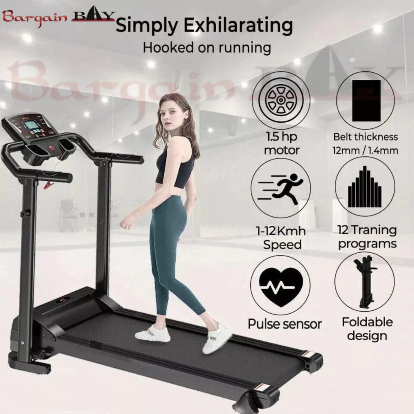 Gym Electric Treadmill Folding 9% Incline Running Machine with Home Motorized