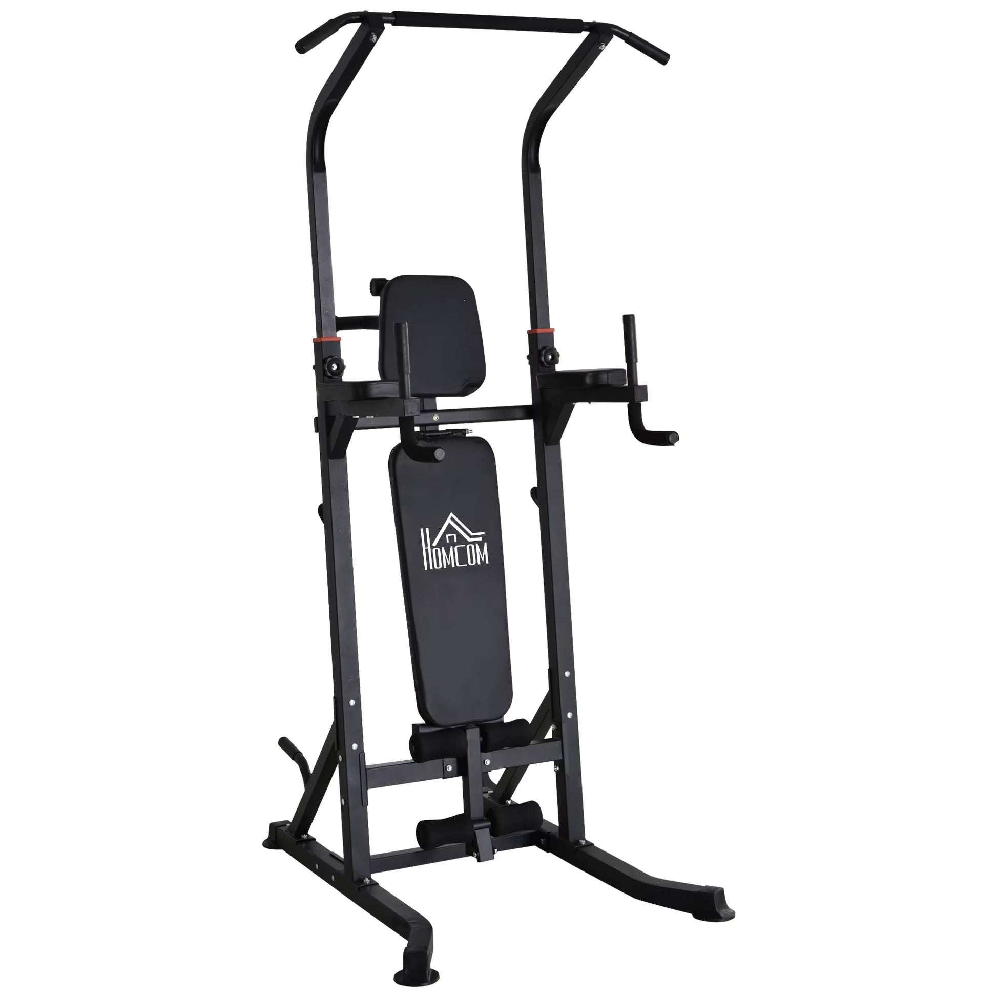 Pull up Station with Adjustable Weight Bench, Dip Station and Barbell Rack, Multi-Function Power Tower Free Standing