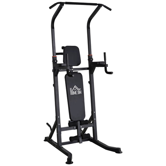 Pull up Station with Adjustable Weight Bench, Dip Station and Barbell Rack, Multi-Function Power Tower Free Standing