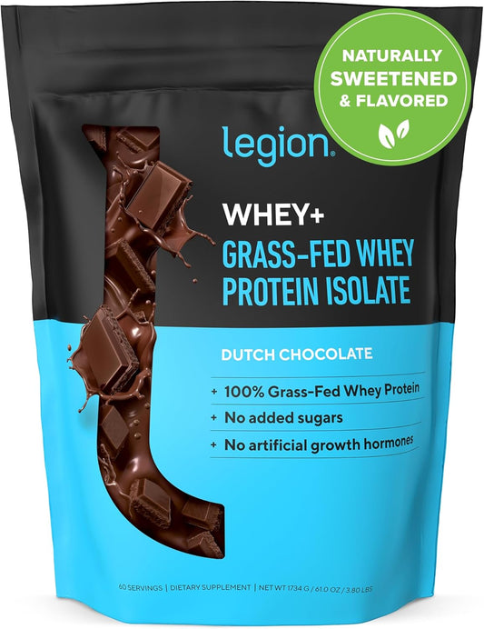 Whey+ Protein Whey Isolate from Grass Fed Cows (Chocolate, 60 Servings) - Whey Protein Isolate Powder, Low Calorie, Non-Gmo, Sugar Free, Lactose and Gluten Free, All Natural Protein Powder